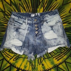 High waisted distressed shorts